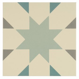 Seville Light Grey, Light Jade and Dark Jade on White, 151 x 151 x 9