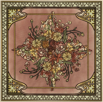 Spring Single Floral Tile on Country White , 152 x 152 x 7