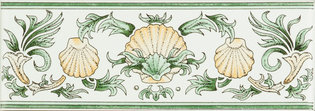 Scallop Shells, Green & Buff , 152 x 50 x 7