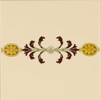 Cameo Carousel Border tile on Country White, 152 x 152 x 7